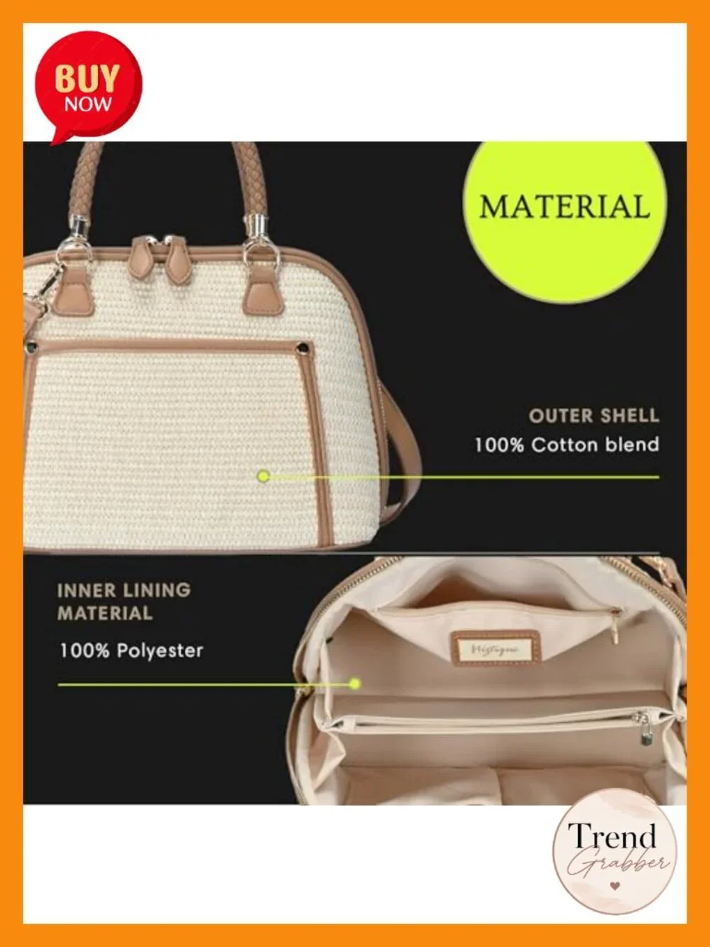 Vegan Leather, Canvas or Straw Satchel Handbag with Crossbody Strap